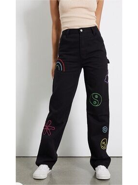 PACSUN 90’S Y2K BF EMBROIDERED CARPENTER JEANS SZ 22